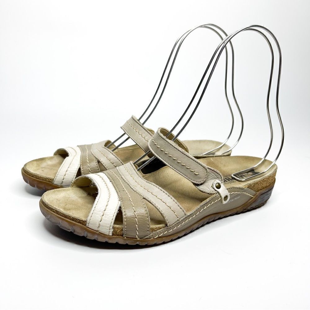 🍋 Mephisto• Air Relax Comfort Sandals Beige Cork Footbed Hook Loop Leather 40EU